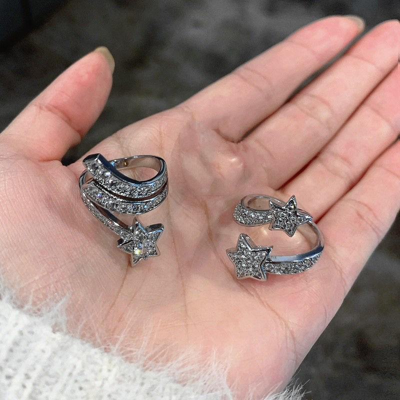 Damenmode Exquisiter Fünfzackiger Stern Diamant Verstellbarer Ring - Leichter Luxus, Trendiger Zeigefinger Stil