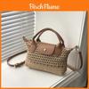 Cotton Linen Woven Tote Bag With Hollow Design For Casual Daily Use