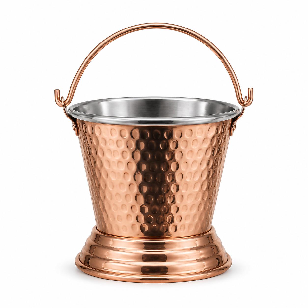 Nirmal Ganga Copper Serving Balti Bucket with Stainless Steel Inner – 500 ML (Pack of 2)