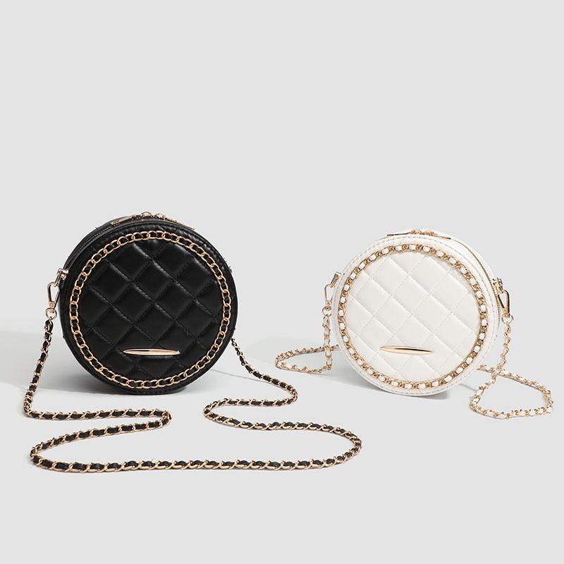 Texture Mini Bag Female Summer Bag with Fashionable Crossbody Red Envelope Diamond Lattice Chain Fashion Small Round Bag