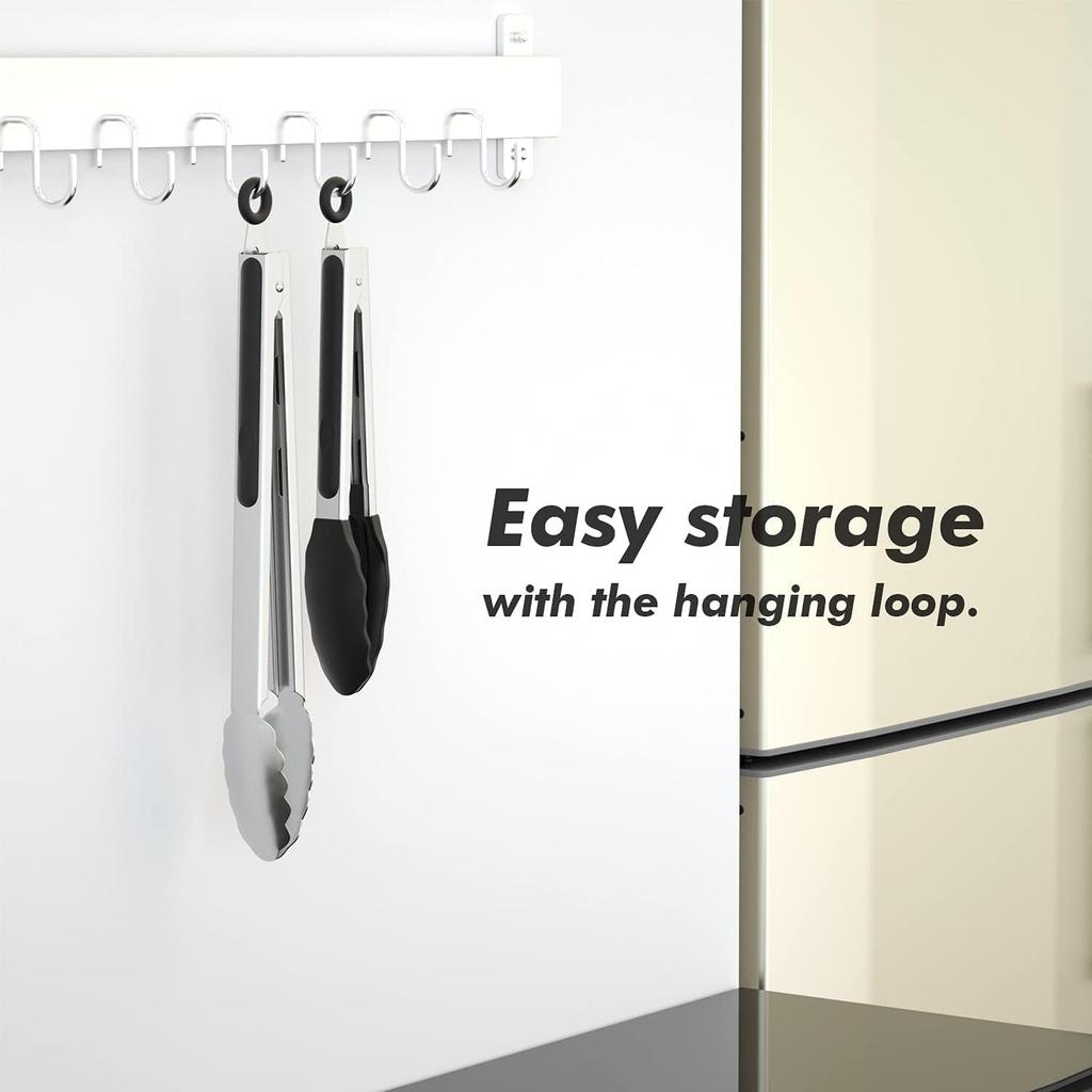 Set of 2 Cooking Tongs,600ºF High Heat-Resistant,Kitchen Utensils,Cooking Utensils for Grill,Salad,BBQ,Frying,Baking,Serving 9/12 Inches