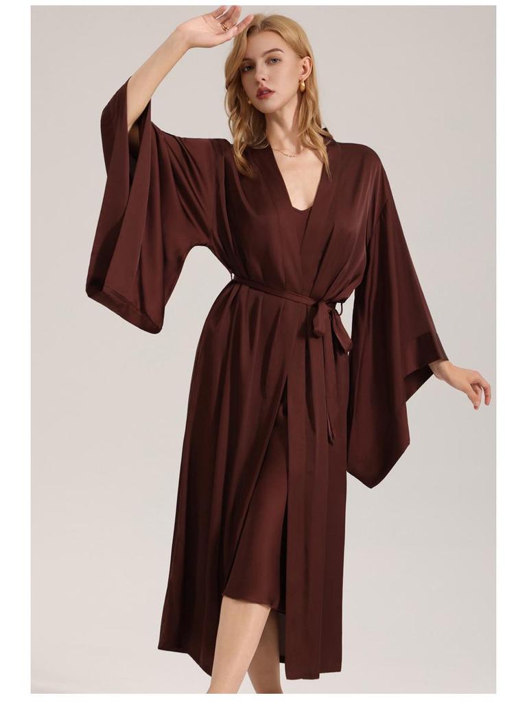 Elegant Women's Satin Chiffon Long Sleeve Nightgown Homewear