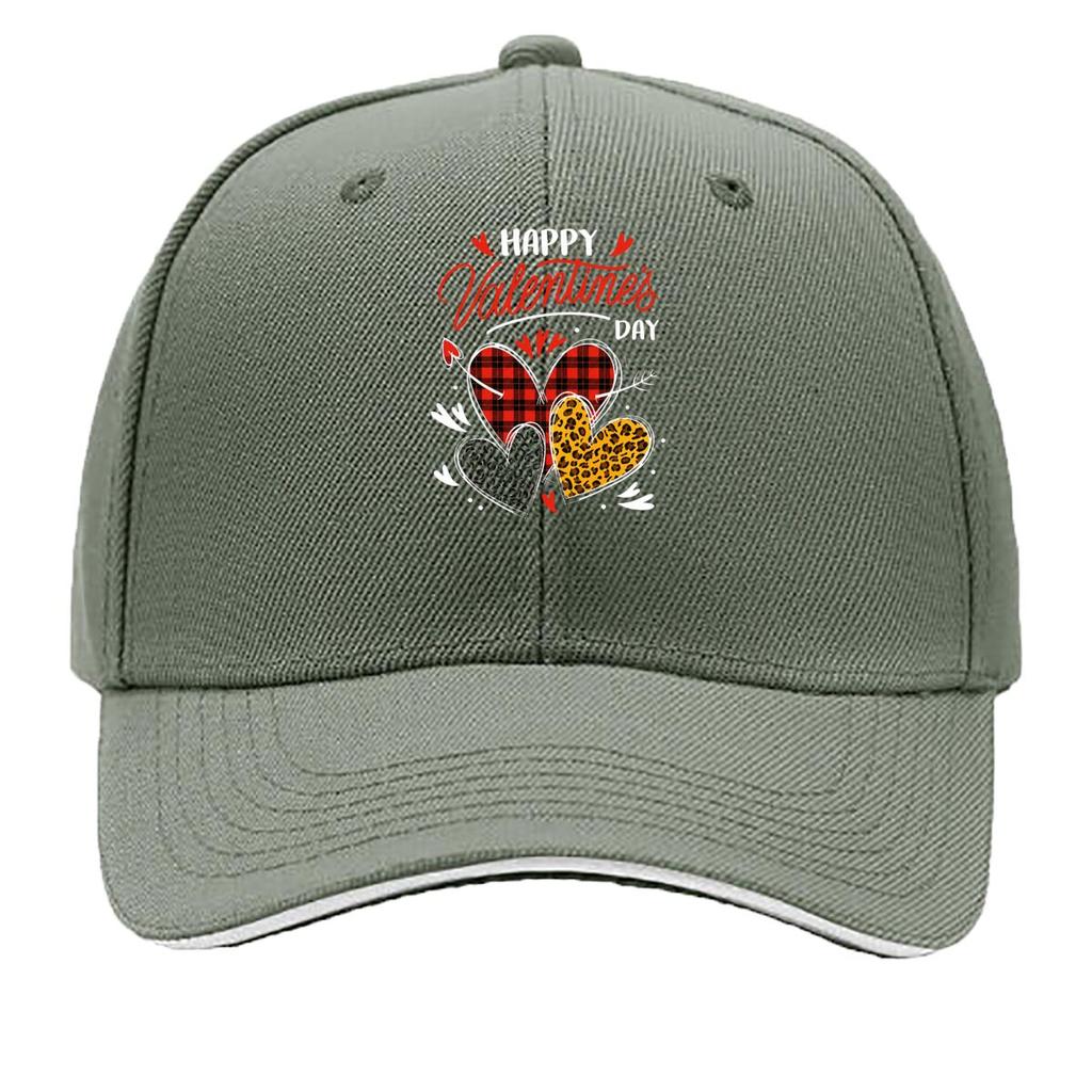 Valentines Script Buffalo Plaid Leopard Heart Design Sandwich Baseball Cap Unisex Women Sun Cap Outdoor Workouts Hat