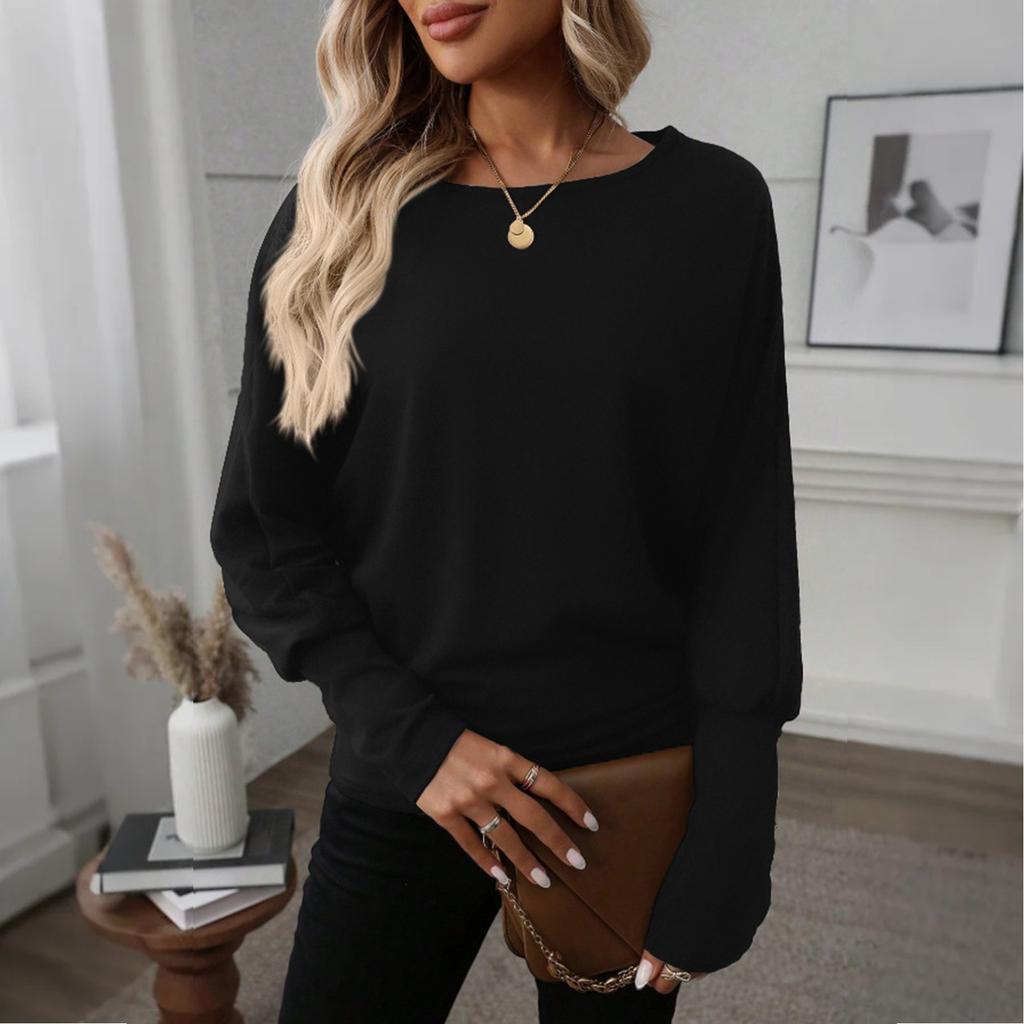 Women's Fashion Round Neck  Splicing Long Sleeve Top