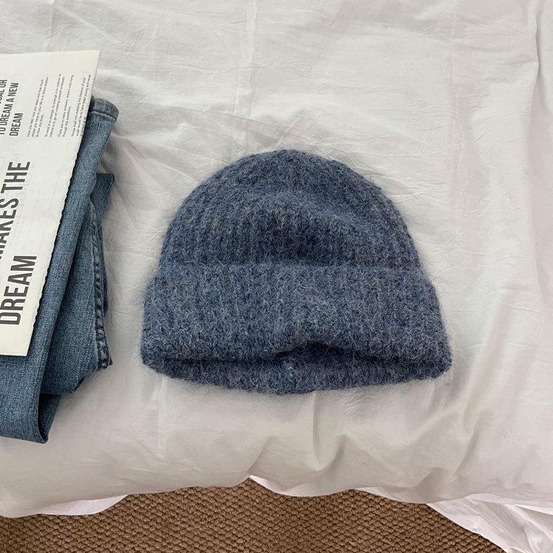 Soft Waxy Knitted Hat Versatile Men's and Women's Solid Color Face Small Wool Hat Warm Ear Protection Student Hat