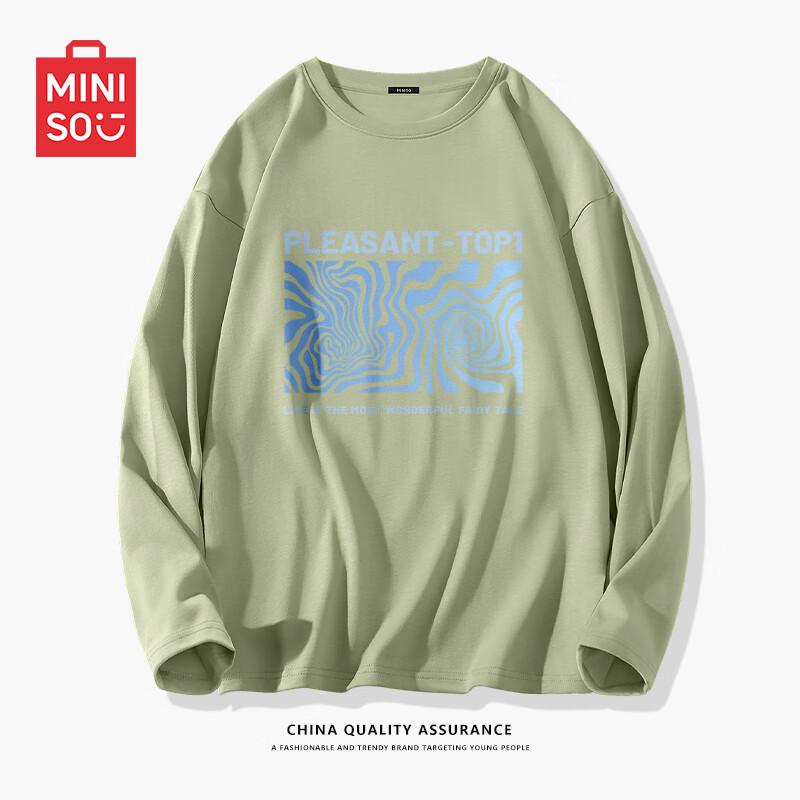 

MINISO Men s Pure Cotton Loose Long Sleeve T-Shirt 2XL