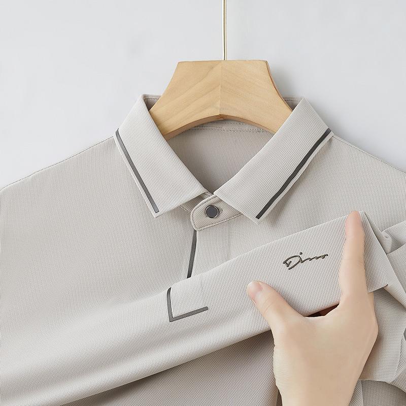 Высококачественная мужская рубашка поло Ice Silk, бесшовная футболка с короткими рукавами, деловая повседневная однотонная рубашка поло с короткими рукавами и лацканами, мужская одежда M
