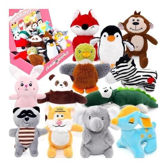 SHARLOVY Dog Rattle Animal Dog Stuffed Toys, Cute Dog Chew Toys Puppy Teething Toys, Pet Toys for Small and Medium Dogs, Soft Dog Toys, Shaggy Dog