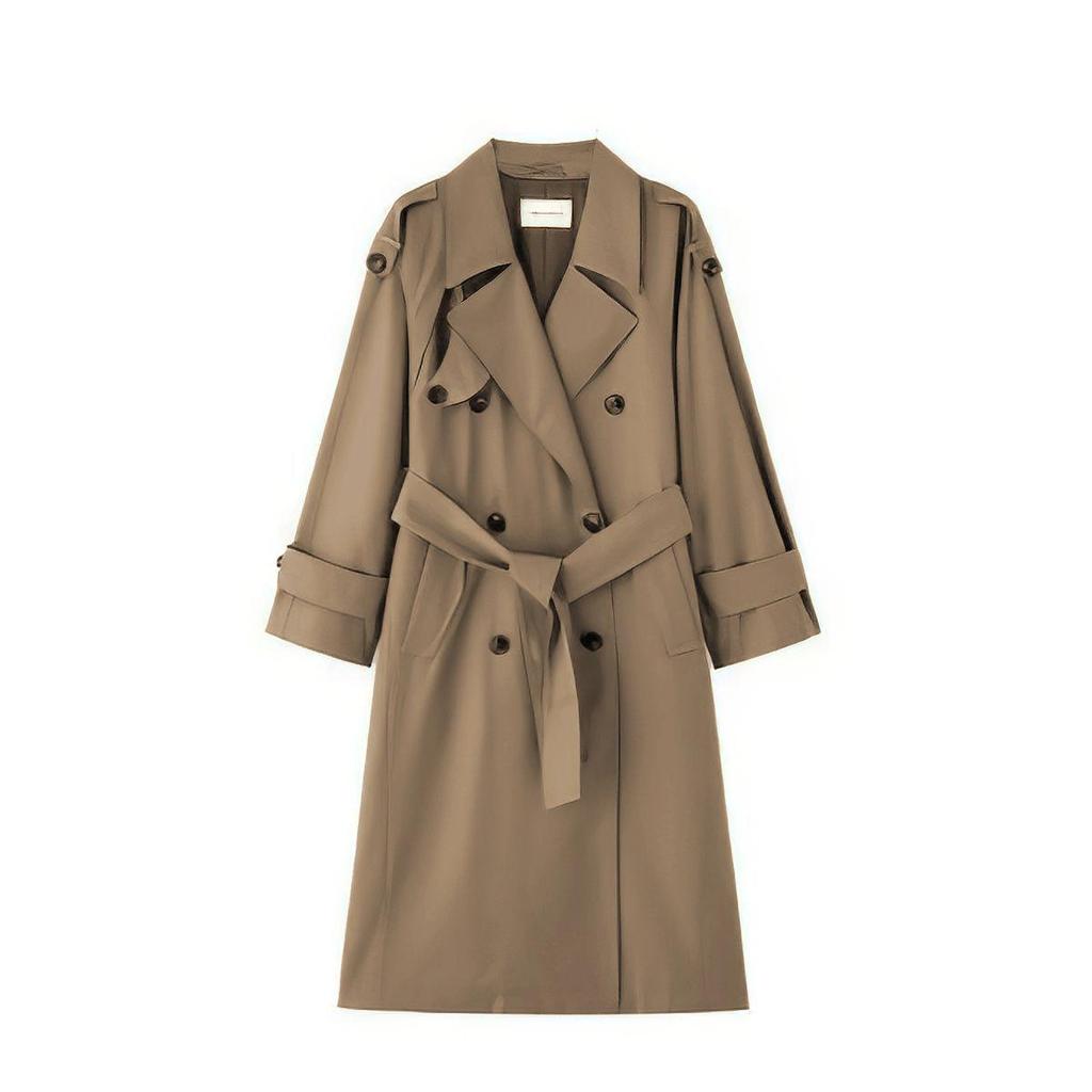 Women's British-Style Long Trench Coat - Spring & Autumn 2025 Collection, New and Beautifully Casual for Petites