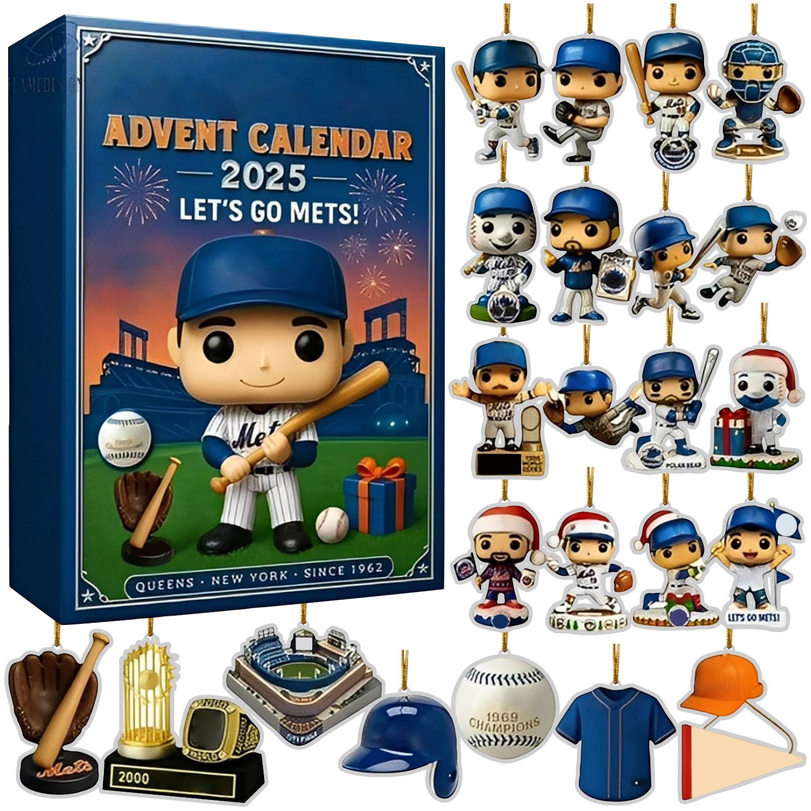 

2025 Calendar, Countdown Calendar, Holiday Figurines, New York Mets Advent Calendar, Suitable For Decoration, Family Holiday Gifts One Size