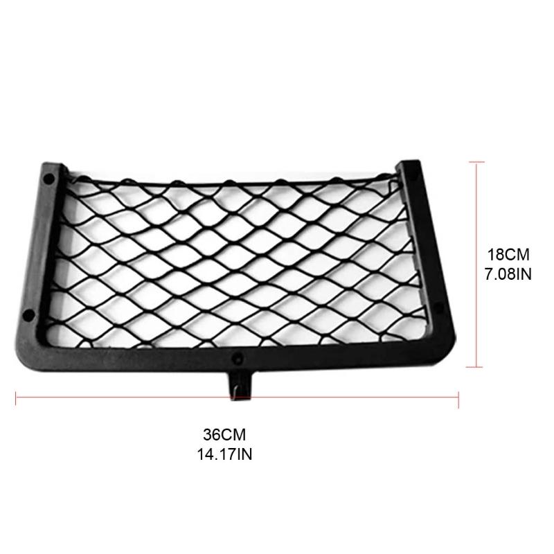 Car Net Bag with Screws for Secure Fit In Auto RV Home Marine Bus for Seat Side Plastic Frame with Stretchable Mesh Net