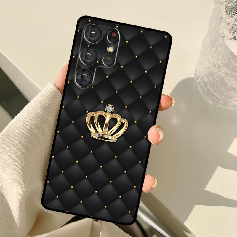 Quilted Texture Sofa Pattern Crown Case For Samsung Galaxy S22 Ultra S21 S20 S24 S25 Ultra S9 S10 Plus S23 FE S25 FE Back Cover