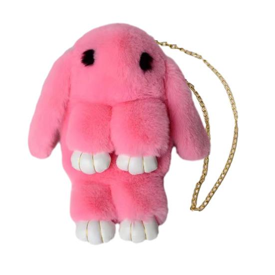 Plush Cartoon Rabbit Shaped Crossbody Bag Soft Faux Fur Rabbit Shoulder Bag Fluffy Cute Bunny Sling Bag for Women Girls