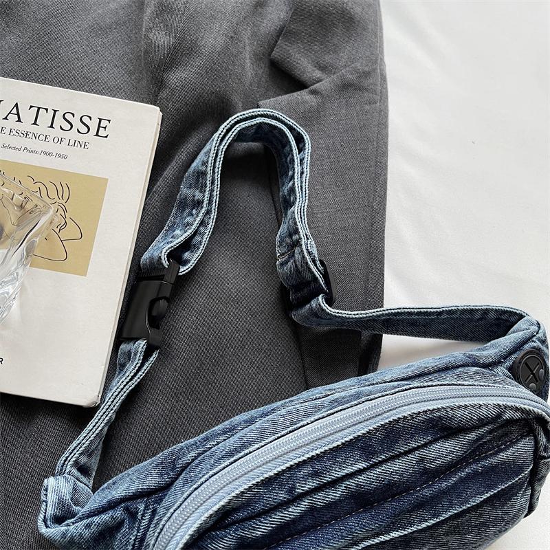 Chest Bag Women's Crossbody Bag Large Capacity Waist Bag Shoulder Bag Denim Mobile Phone Bag