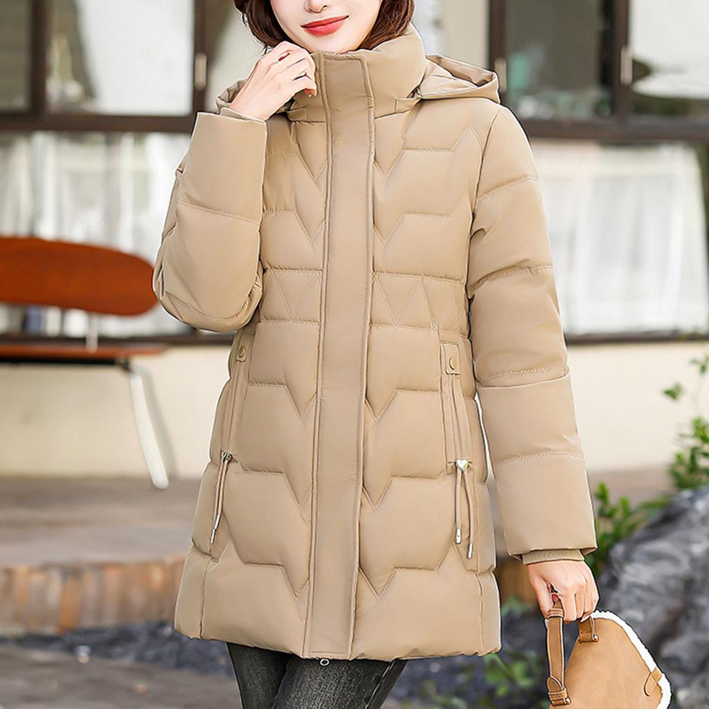 Women's Hooded Coat Ladies Winter Cotton Coat Thickened Warm Jacket