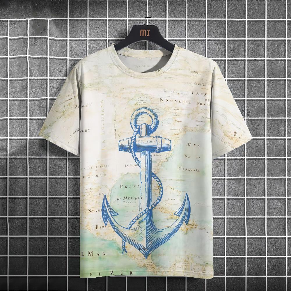 Summer Boat Anchor 3D Print T-Shirts Streetwear Men FashionCasual Oversized O-Neck Short Sleeved T Shirt Tees Tops Clothing