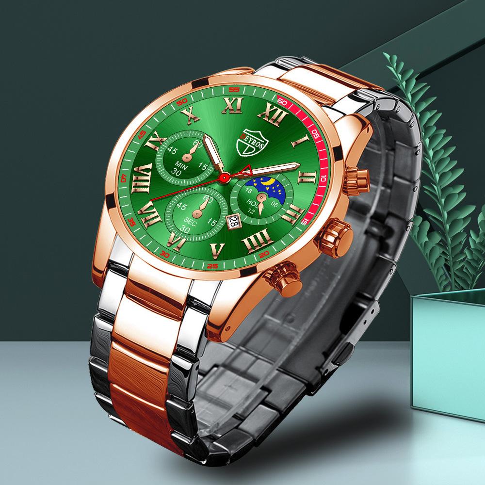 Classic Stainless Steel Watch Men's Calendar Quartz Watch Men's Personality Watch Casual Student Watch Business Watch