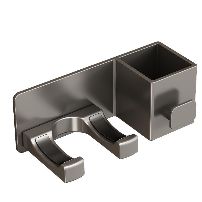 Punch-Free Wall-Mounted Hair Dryer Rack with Storage Shelf