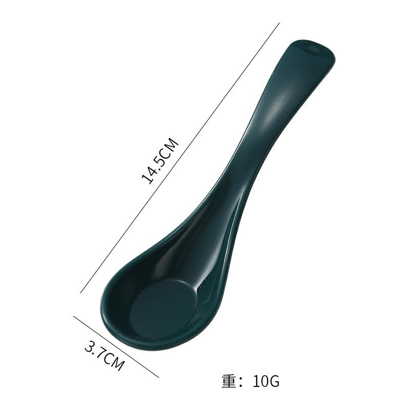 1Pcs Imitation Porcelain Soup Spoon Restaurant Long Handle Spoon Home Plastic Lamian Noodles Spoon Household Kitchen Soup Scoop темно-зеленого