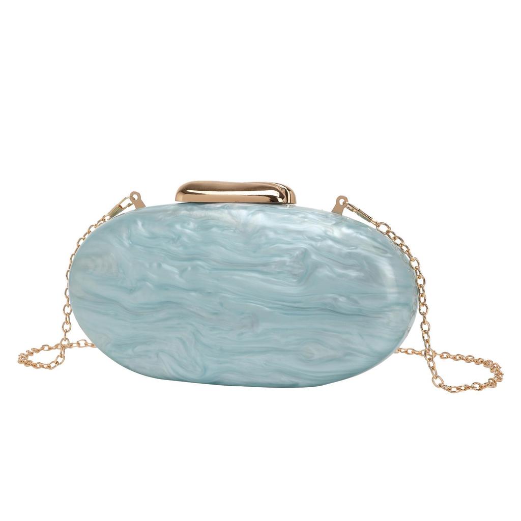 2024 Women's Oval Shell Acrylic Evening Bag with Chain Strap