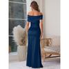 European and American Elegant Pleat off-Shoulder Dress Summer New Split Sexy Guest dresses Slimming Slim fit Hip Skirt