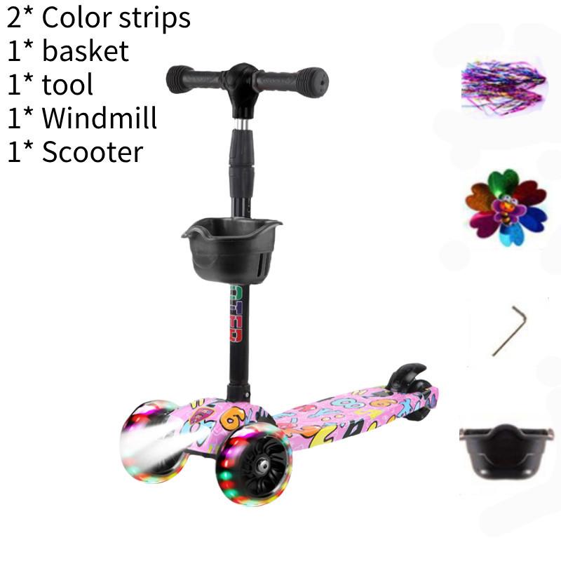 Scooter Adjustable Kids With Music Function Headlight Three Plastic Wheeled
