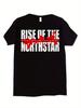 Rise of the North Star Graphic T-Shirt- Black Cotton Tee with Bold Red& White Print