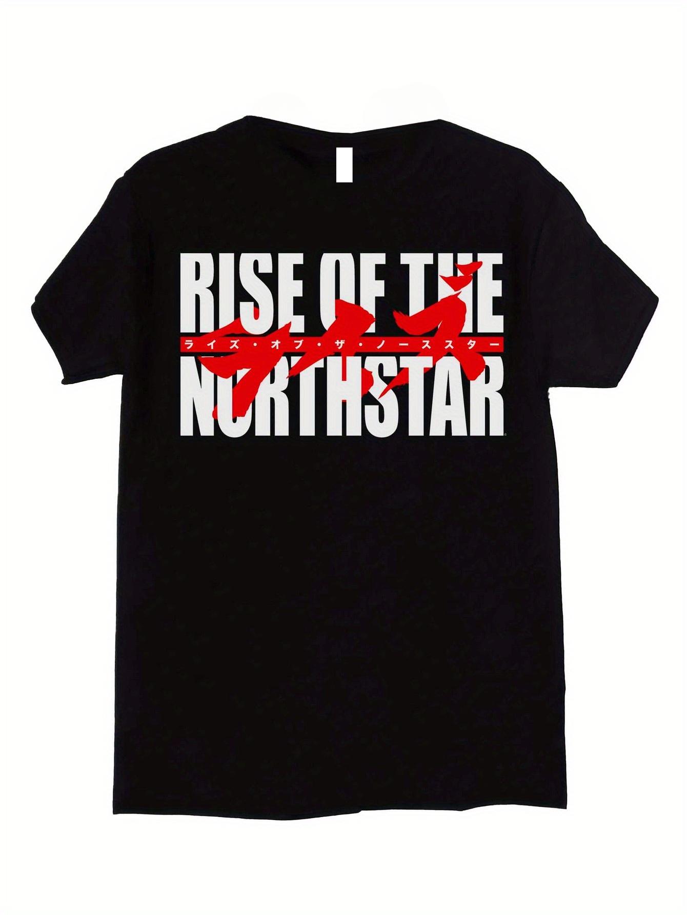 Rise of the North Star Graphic T-Shirt- Black Cotton Tee with Bold Red& White Print S