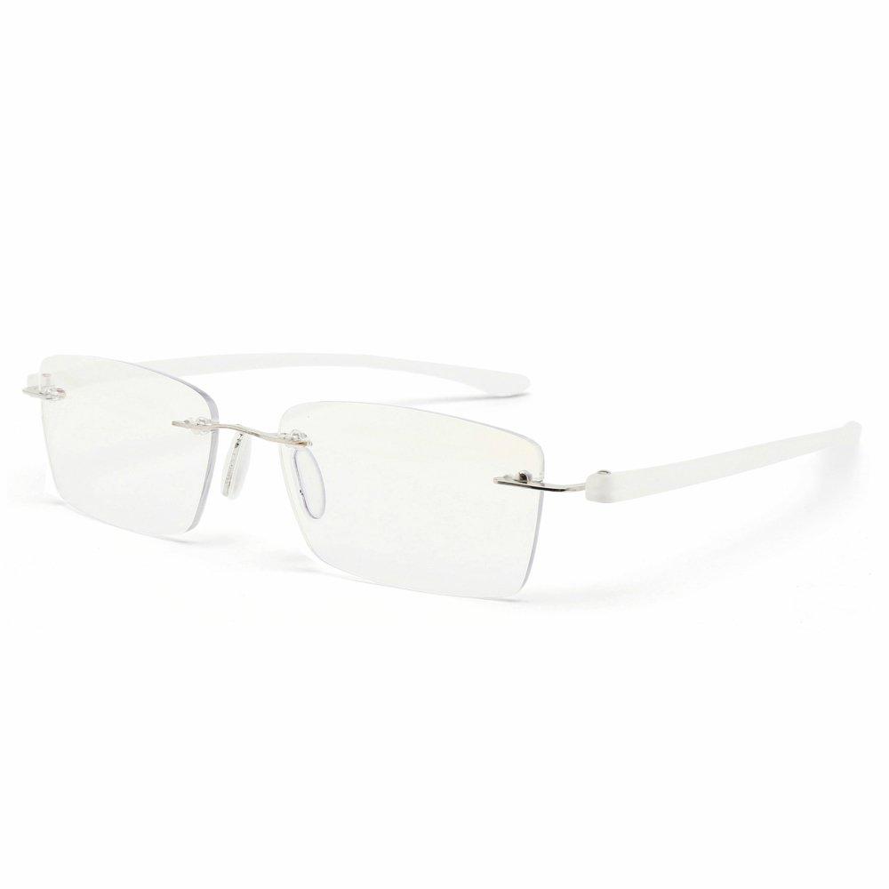 

Стильные очки для чтения Blue Light Blue UV Matte Frequency No Lightweight [MIDI] мужские очки, Cut, Light, Protection, Rimless, Без оправы, Белый, +1.50,