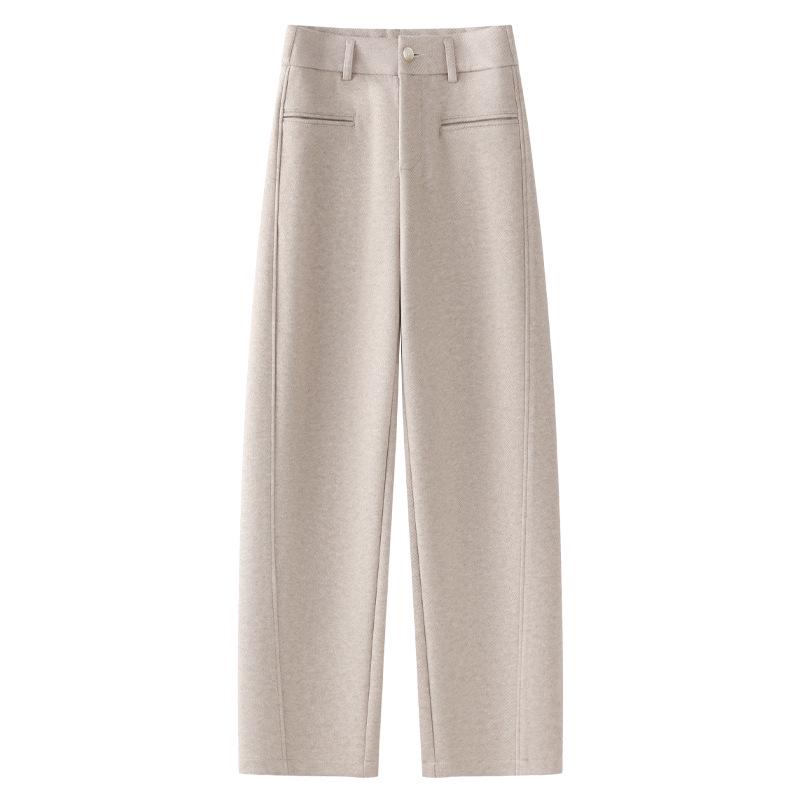 Apricot Wool Blend High-Waist Harem Pants for Women - 2024 Autumn/Winter Collection