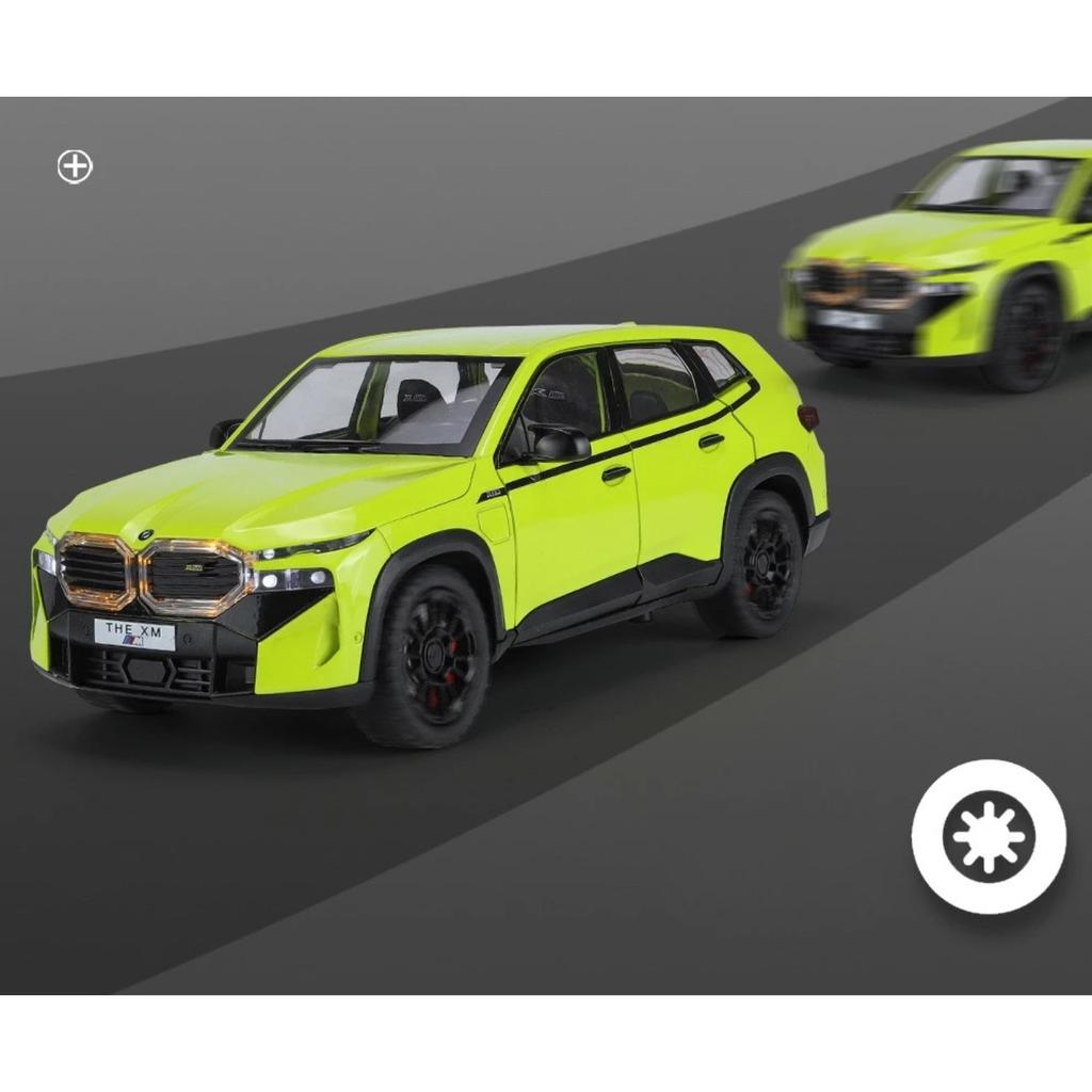 1/24 BMW XM Liga de Alumínio SUV Modelo de Carro Nova Energia Veículos Off Road Brinquedos Crianças Meninos Presente Som e Luz Coletivo Voiture Miniature