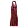 Velvet Halter Neck Backless A-line Midi Dress - Spring & Autumn Women's European Style