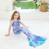 3Pcs Girls Mermaid Tail Swimsuit Children Memaid Swimwear Bikini Bathing Suit Halloween Costume Princess Beach Party Clothing