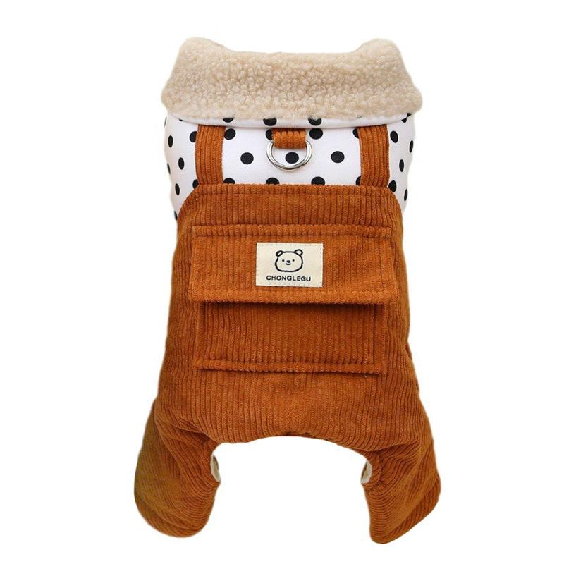 Pet Clothing Teddy Dog Clothes Autumn and Winter Thickened Warm Four-legged Cotton-padded Overalls