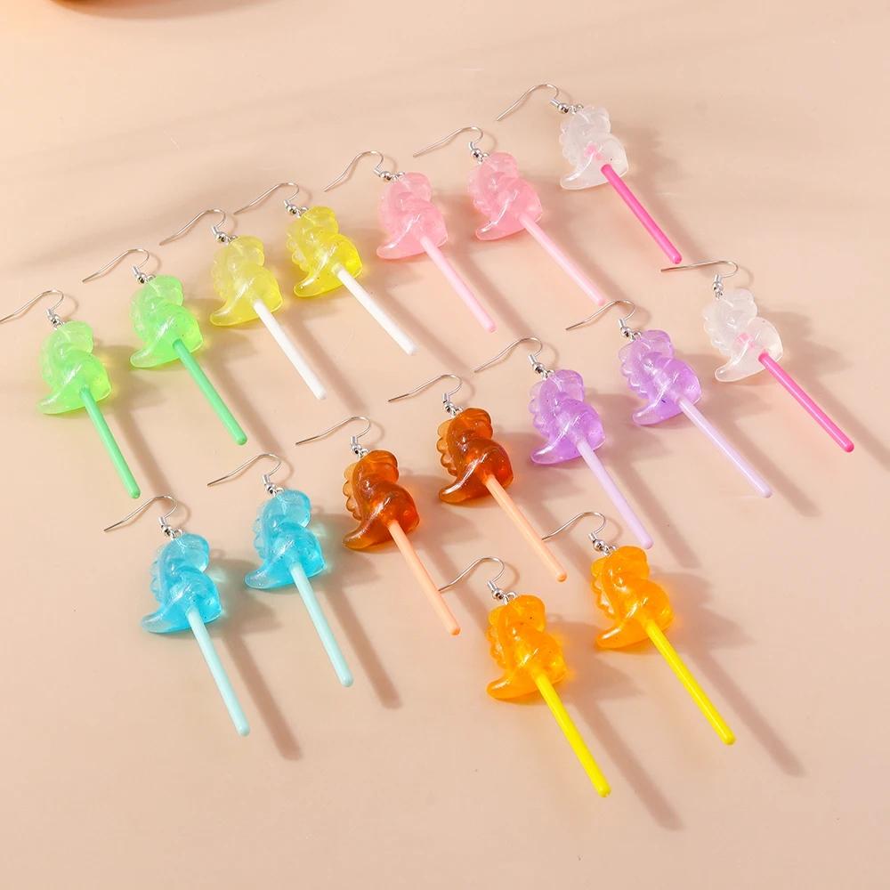 Cute Resin Sweet Lollipop Drop Earrings for Women Simulation Food Candy Dangle Earrings Girls Party Jewelry Gifts