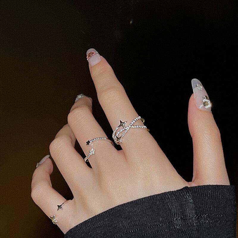 Inel cu zircon Inele de oțel inoxidabil cu zirconiu clasic Moda de lux Femei Inele cu personalitate Fete Norocoase Cadouri pentru petrecere de nuntă