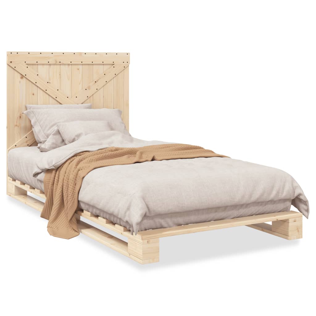 Solid Wood Bed with Headboard 100 x 200 cm Pine