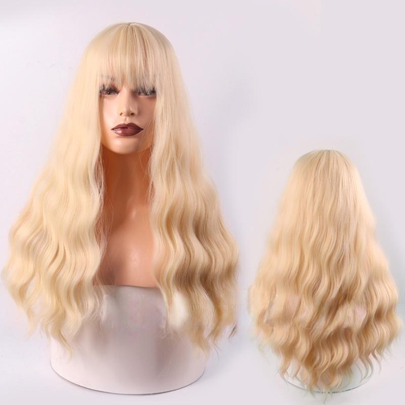 

MISS WIG Женский модный натуральный волнистый парик с челкой, длинный волнистый парик для женщин, повседневная одежда 613