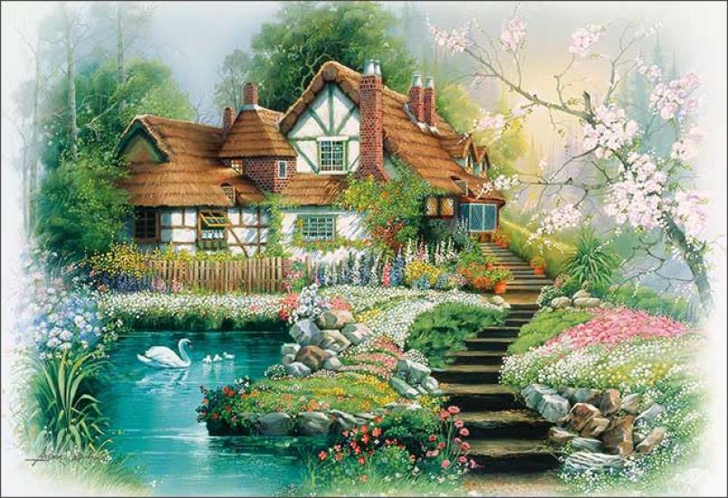 

APPLEONE 300-328 Welcome to Flower Village (Andres Orpinas) 300-Piece (38 x 26 cm) Jigsaw Puzzle, Made in Japan