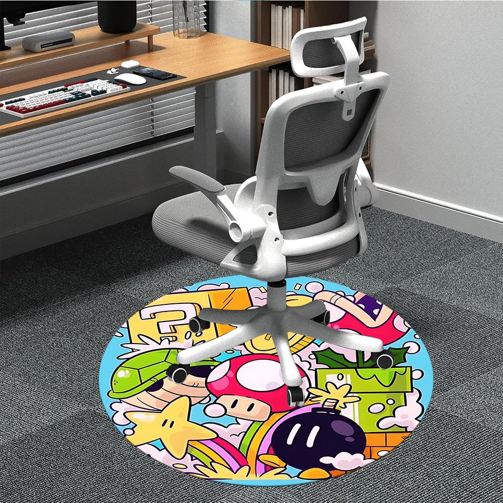 

1pc Mario Office Round Area Rug, Under Office Chairs Bedroom Living Room Home Decor, Room Decoa1016222 80cm by 80cm