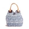 Sac Cabas - MS2O033P10 - Azteque Bleu - 100% Coton+PU - Fermeture Aimantée - Poche Zippée