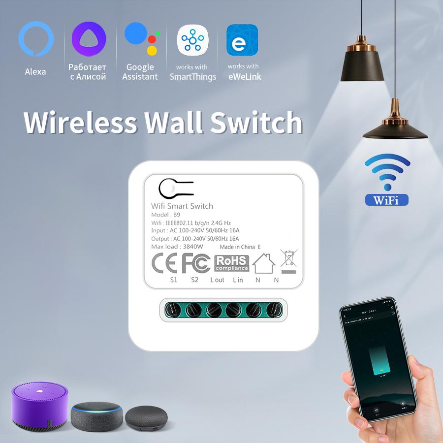 EWelink 16A Mini WiFi Smart Switch DIY Relay Module Circuit Breaker Timer APP Remote Control Works with Alexa Google Smart Home
