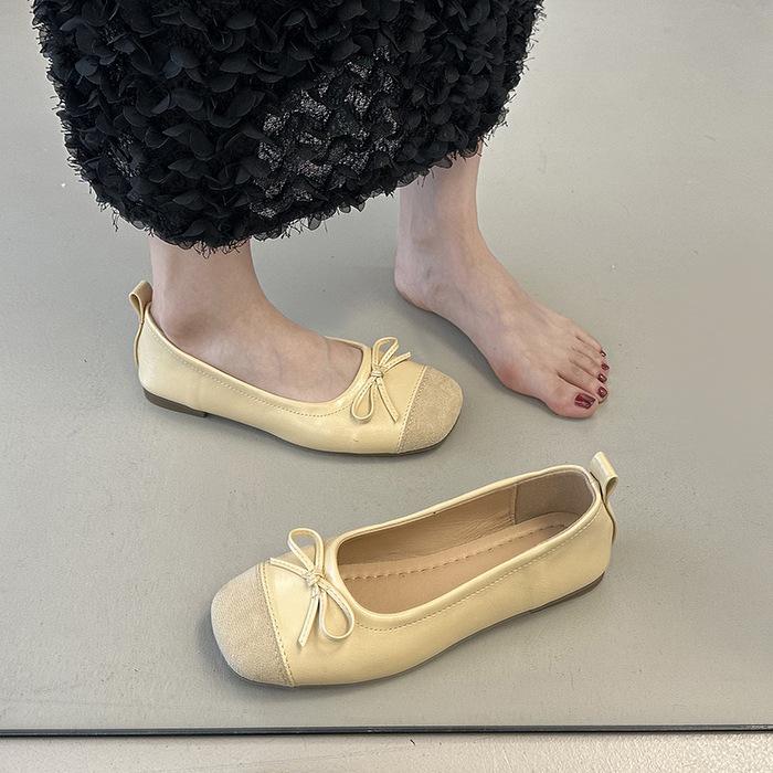 Beige high-end British style flat-bottomed ballet women's shoes 2025 new summer skirt versatile Mary Jane single shoes