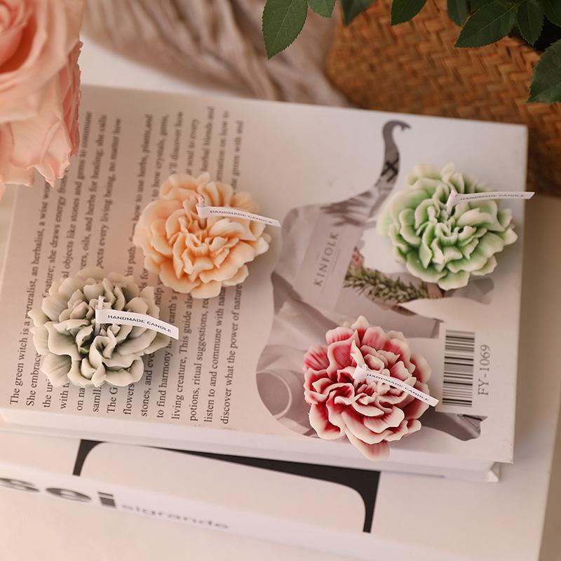 Carnation Flower-shaped Handmade Scented Candle Home Aromatherapy Ornaments Mother's Day Girl's Hand Gift Party Decor