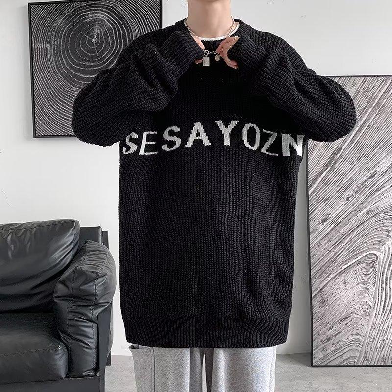 

Синий свитер-пуловер мужской осенне-зимний новый стиль ретро ленивый стиль свободная верхняя одежда универсальный свитер для мужчин 2XL