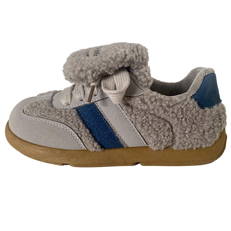 

B1905 latex insoles/lamb wool training shoes women s winter warm board shoes 2024 new niche flip cotton shoes 40