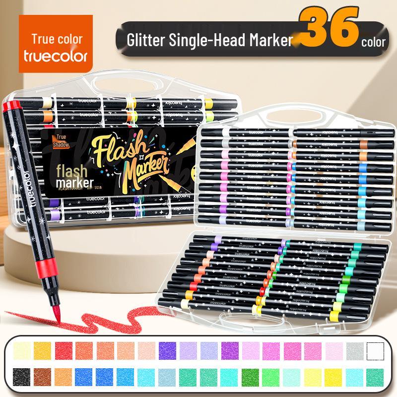 Echter Farbe Glitzer Filzstift für Grundschule & Kindergarten Kunst – Wasserbasierter Glanz.