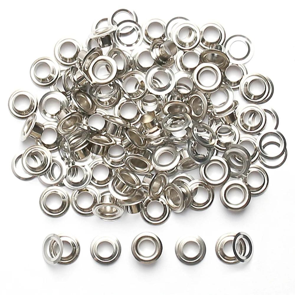 100Sets/pack Silvery Eyelet Grommet Round Rings Tarp Accessories DIY Copper Eyelet Grommet