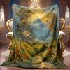A Cozy Fleece Blanket Featuring a Landscape Theme with Soft, High-Definition Digital Printing. It'S a Cooling Blanket Suitable for Year-Round Use! Mad