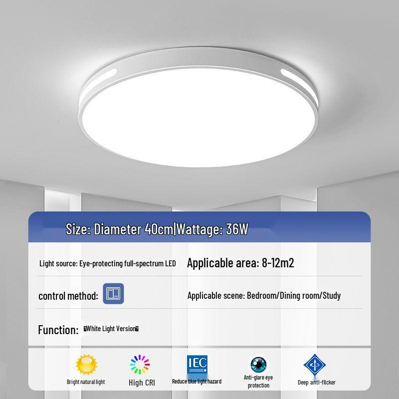 

Светодиодный потолочный светильник: Ультратонкое, современное круглое освещение для гостиной, спальни, столовой и кабинета White Metal Base